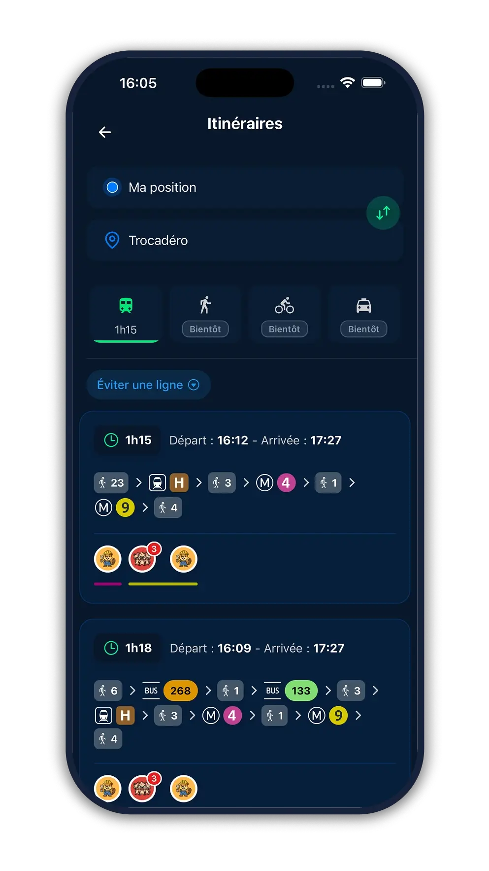 Application mobile - itinéraires et signalements