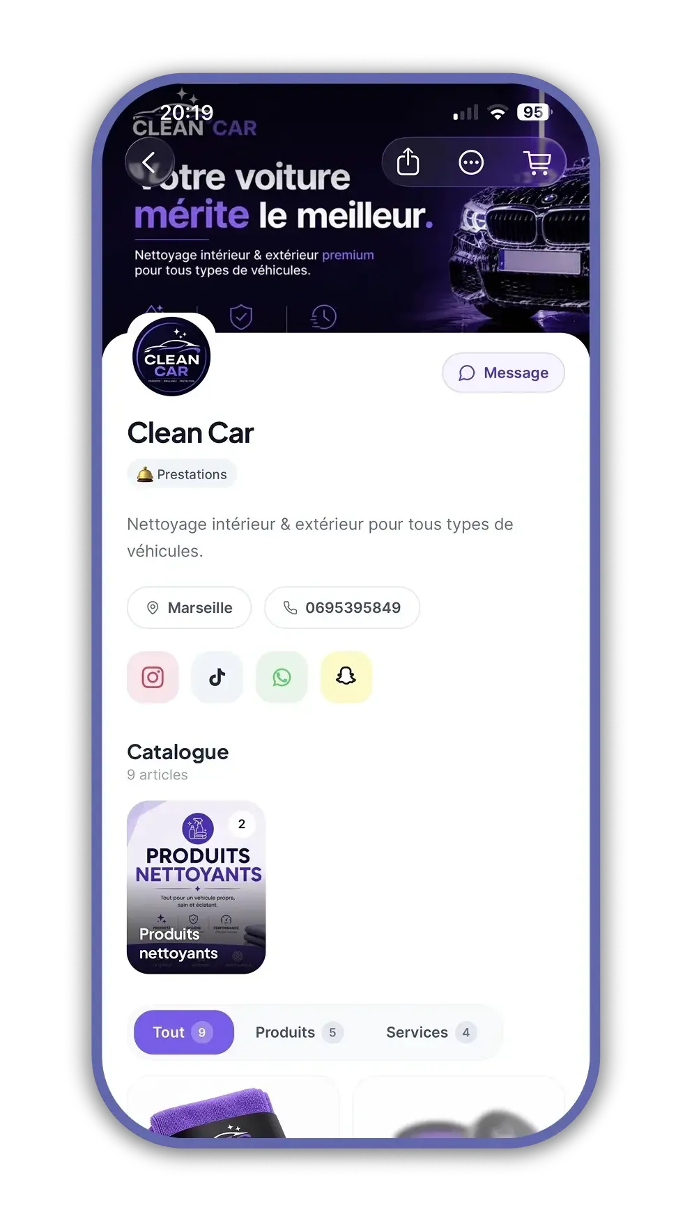 Application mobile - la vitrine d'un professionnel
